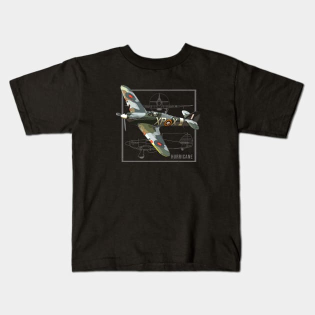 Hurricane | British WW2 Fighter Plane Kids T-Shirt by Jose Luiz Filho